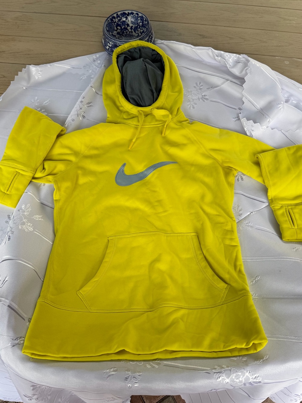 Nike Therma-FIT Yellow Pullover Training Hoodie Size Small
